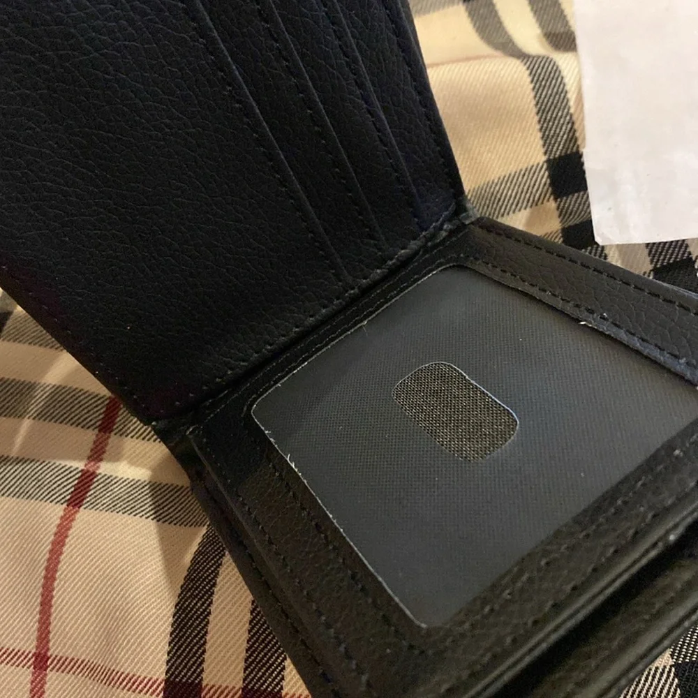 Mens Western Bi Fold Faux Leather Wallet Camo Black